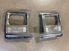 Load image into Gallery viewer, Used 79-80 Chevy Silverado Metal Chrome Rectangle Headlight Bezel Pair with mounting brackets