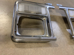 Used 79-80 Chevy Silverado Metal Chrome Rectangle Headlight Bezel Pair with mounting brackets