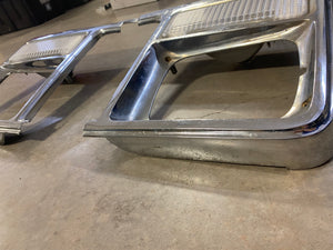 Used 79-80 Chevy Silverado Metal Chrome Rectangle Headlight Bezel Pair with mounting brackets