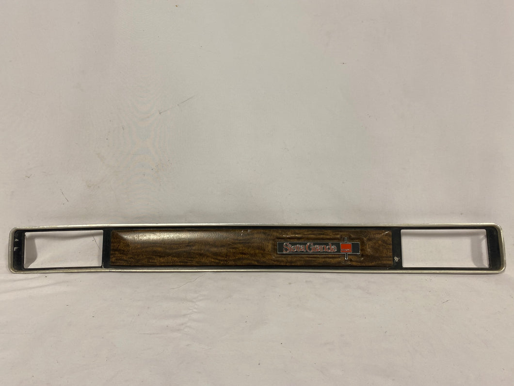 Good Used 73-80 Original GM GMC Sierra Grande Metal Woodgrain Dash Plate with AC