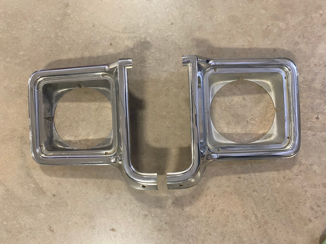 Used 73-78 Chevy C10 Metal Chrome Headlight Bezel Pair