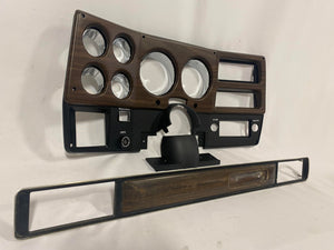 NEW 1973-1974 Dash Bezel with chrome, Wood grain set